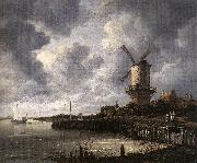RUISDAEL, Jacob Isaackszon van The Windmill at Wijk bij Duurstede af oil